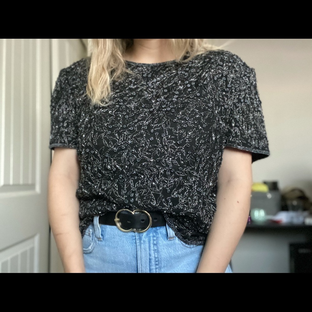 Gorgeous beaded Adrianna Papell Boutique Blouse